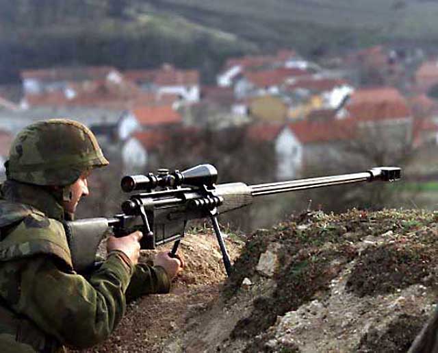 Macedonian sniper with DALEKOMETNA PUKA M93 12.7 mm